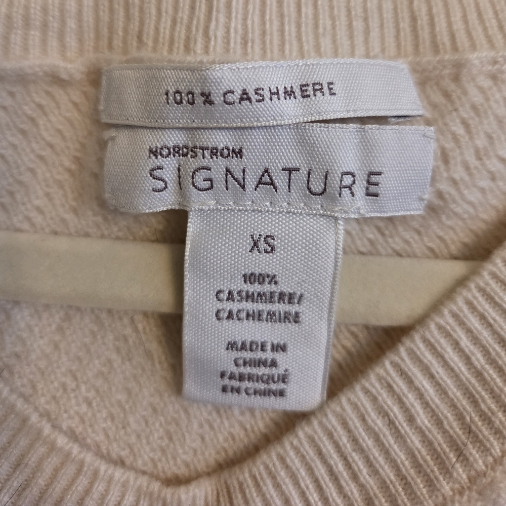 Nordstrom Signature Cashmere Women's Cream Ribbed Sweater - Picture 2 of 3